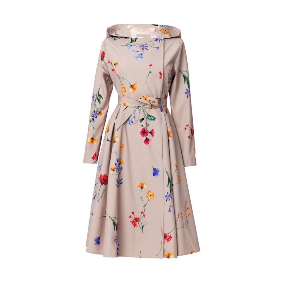 Rainsisters Floral Long Sleeve Hooded Coat